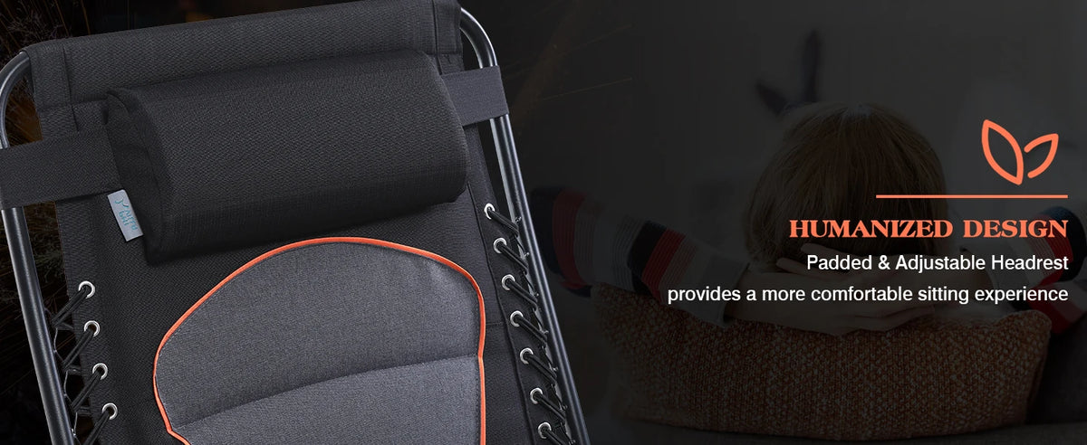 PHI VILLA XXL Oversized Padded Zero Gravity Chair, Foldable Patio Recliner, 30