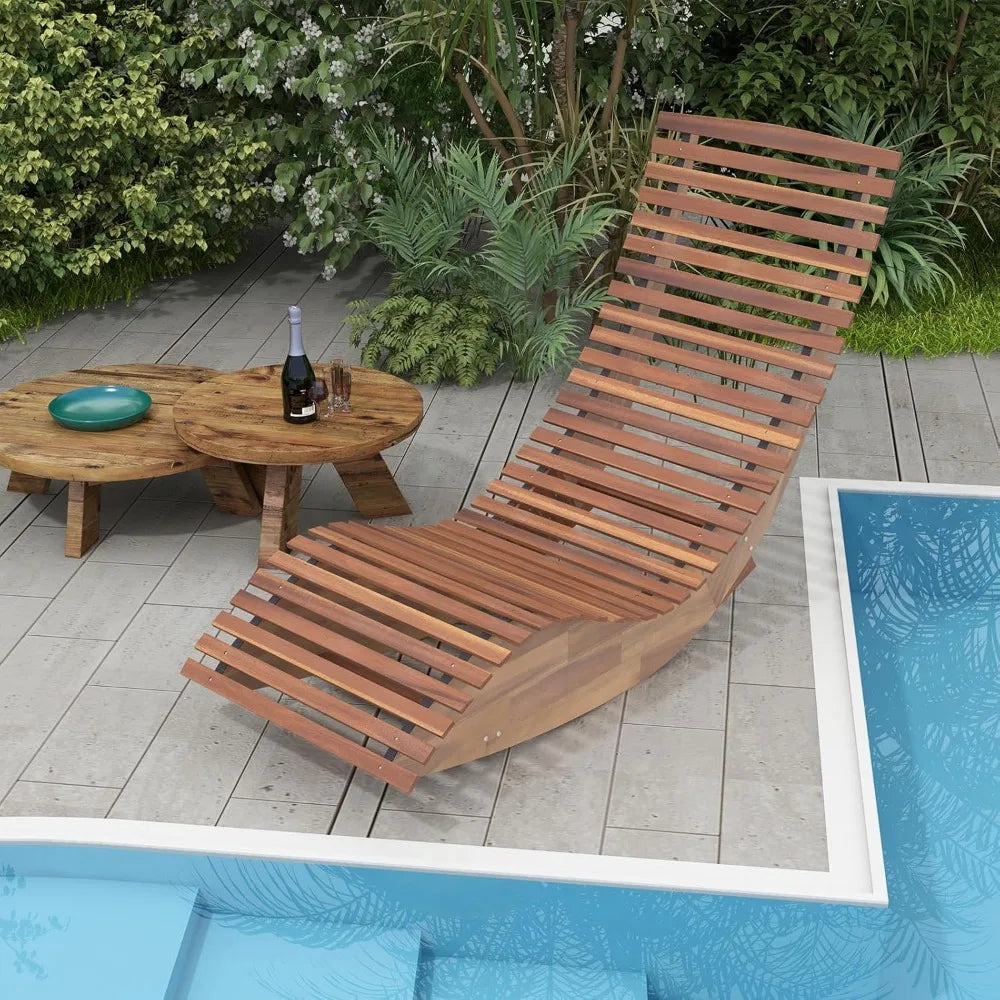 outdoor acacia wood rocking chair set of 2, porch rocker with widened slatted seat and high back, wooden rocking patio chair, o