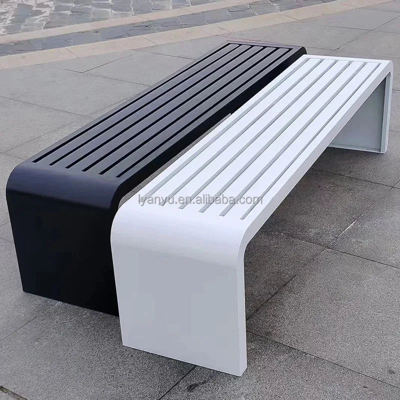 Banc de jardin en bois en métal résistant aux intempéries, banc de pelouse de Patio de parc, siège extérieur en acier