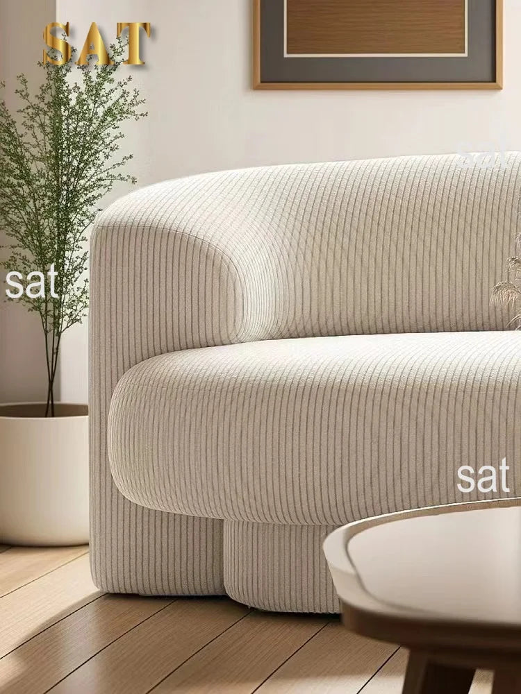 Fabric Living Room Sofas European Beige Italian Curved Luxury Couch Double Modern Designer Divano Soggiorno Home Furniture