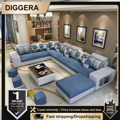 Sectional Couches for Living Room 7 Seater Modern Sectional Sofa with U-Shape Sectional Couch Fabric Upholstered Sofa Couches