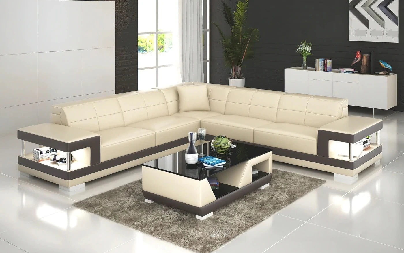 Nordic new creative leather sofa first layer cowhide modern living room sofa