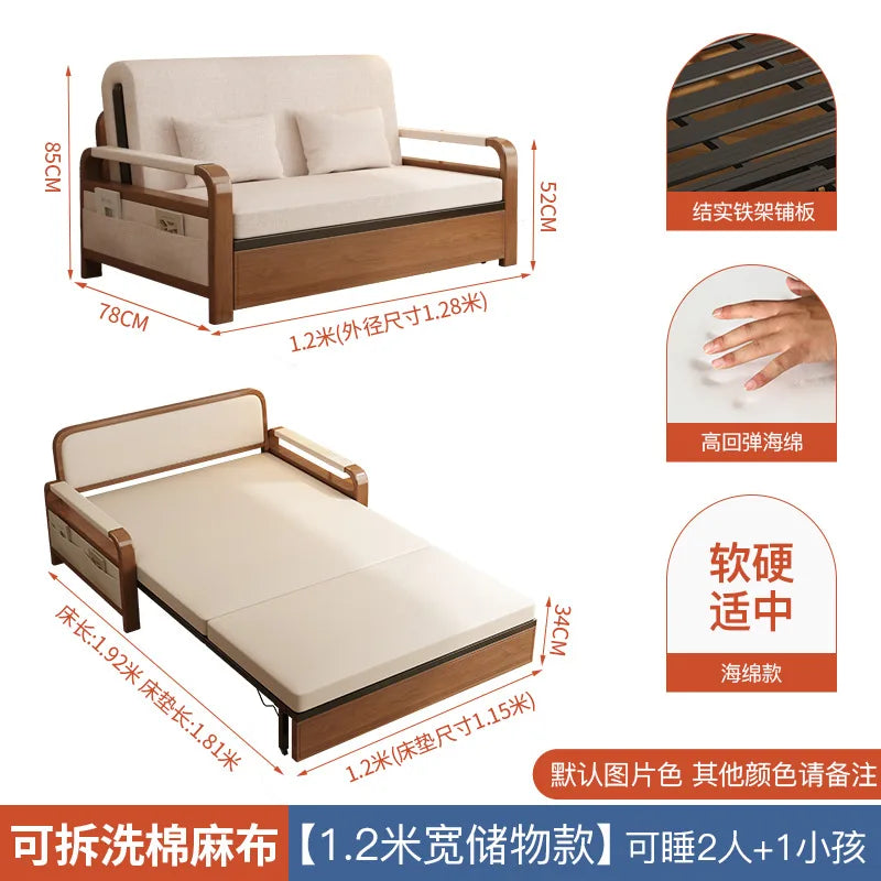 Light luxury home living room balcony folding sofa bed, single double multi functional telescopic bed
