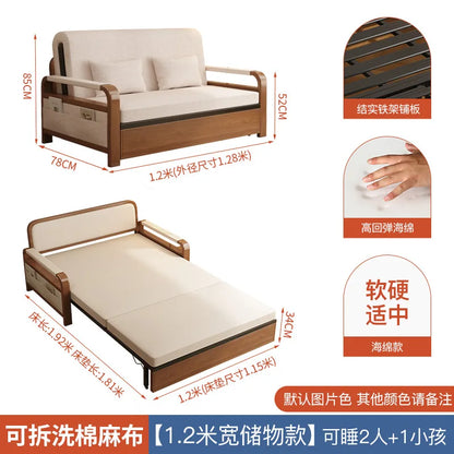 Light luxury home living room balcony folding sofa bed, single double multi functional telescopic bed