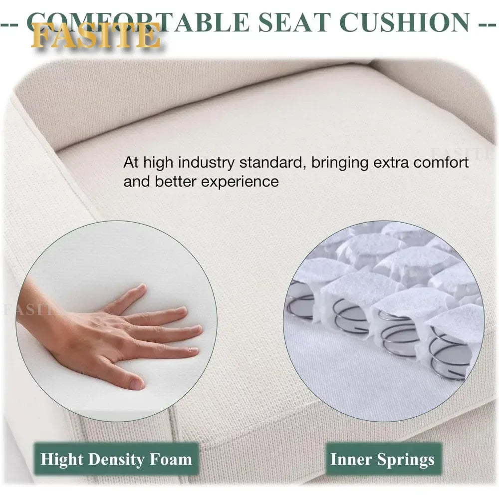 Premium Living Chair Fabric Leisure Armchair With Innerspring Seat Cushion Lumbar Pillow Metal Base Swivel Accent Chair