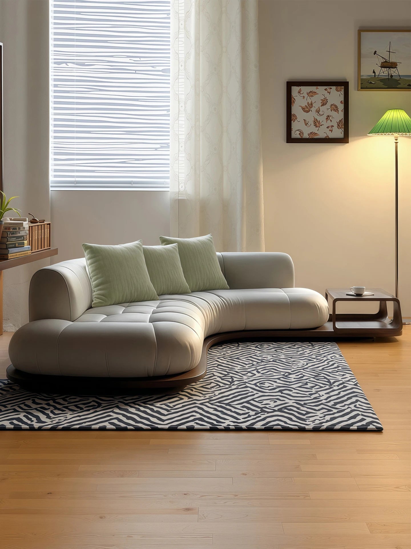 Arc corner sofa living room corner creative coffee table combination furniture simple and modern