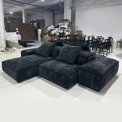 Black Chenille Fabric Sectional Living Room Module Sofas Set Sectional Floor Sofa Couch