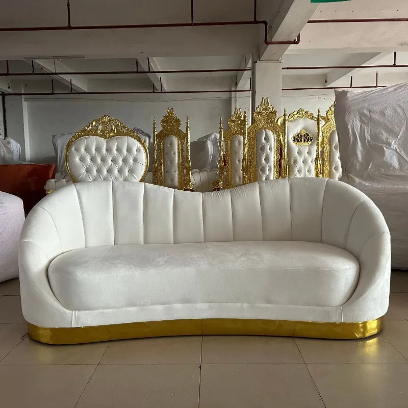 Factory direct sales light luxury velvet curved sofa wedding sofa living room homestay hotel leisure sofa
