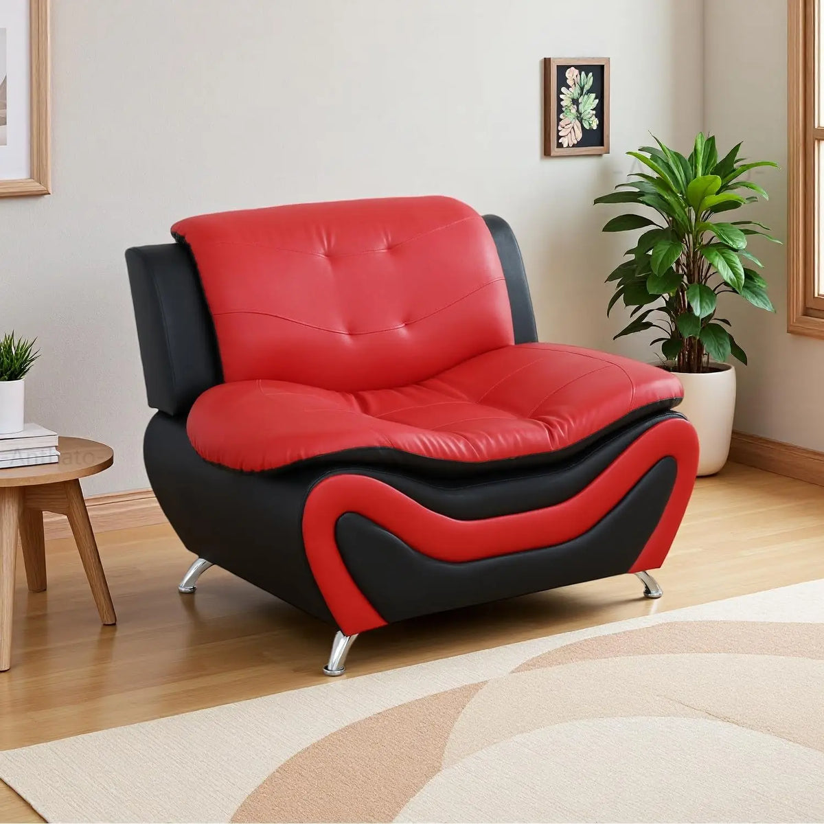 Leather Sectional Sofa Couches, Living Room Furniture Sets, 3 Pieces Modern Couch Set, Faux Leather Sofa Loveseat Chair Set with