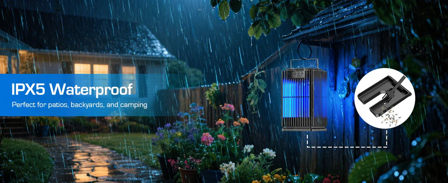 Solar Bug Zapper Outdoor Mosquito Zapper Cordless Waterproof Fly Zapper with Illuminated Light Ground Bracket