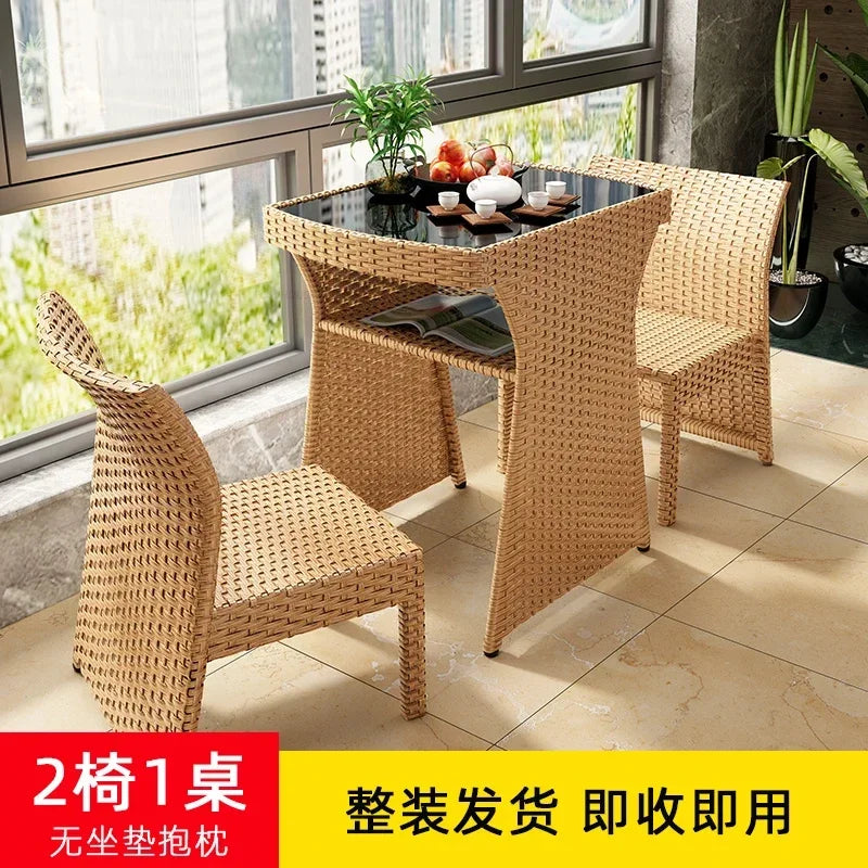 Rattan Garden Furniture Sets Balcony Home Table Chairs Storage Leisure Table and Chair Three-piece Set Outdoor Patio Combination