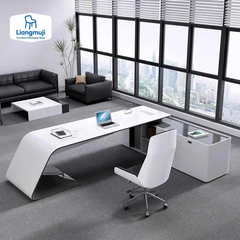 Luxury Long Office Desk Modern Design Storage Multifunctional Office Desk Display Minimalist Mesas Escritorio Trendy Furniture