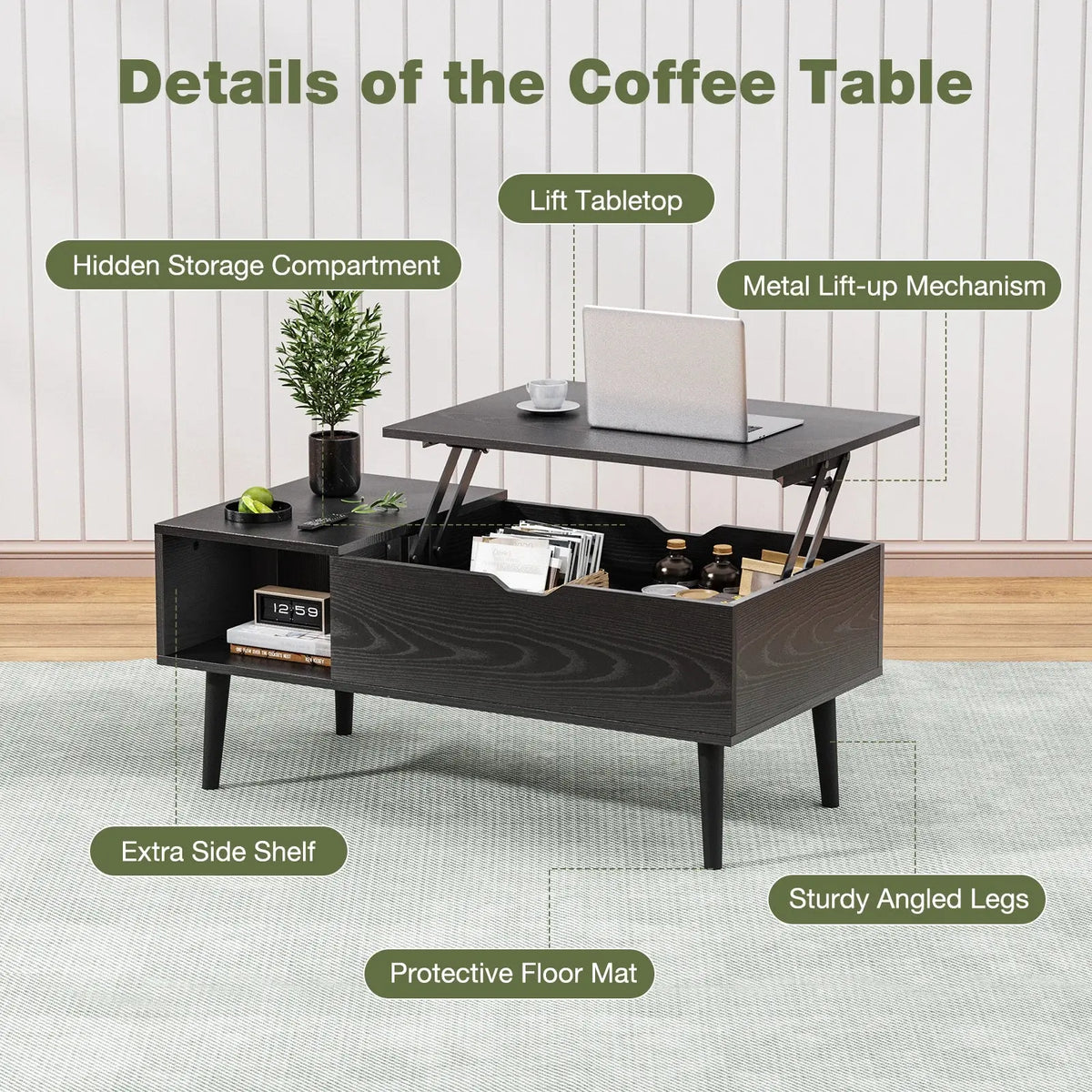 JHK Lift Top Coffee Tables For Living Room 39.37