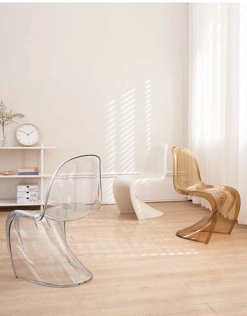 Acrylic Ghost Chair Modern Minimalist Transparent Dining Chair Designer Vanity Stool Kitchen Seating Clear Plastic Chaise Chair