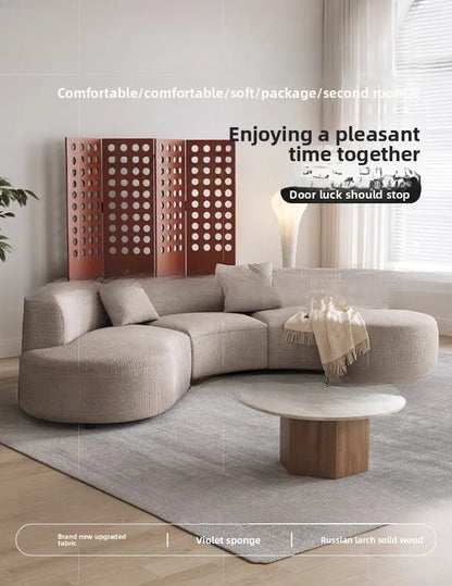 Sofa French retro medieval style curved module combination sofa wabi sandy wind large flat-floor villa fabric #
