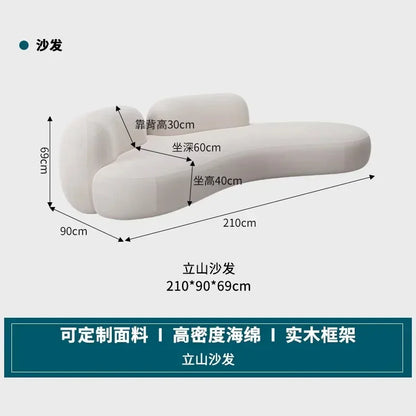 curved sofa, small apartment special-shaped black beauty salon hall, clothing store office rest area reception and negotiation