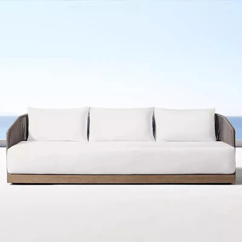 Outdoor rattan sofa courtyard preservative wood designer villa hotel  teak leisure  combination