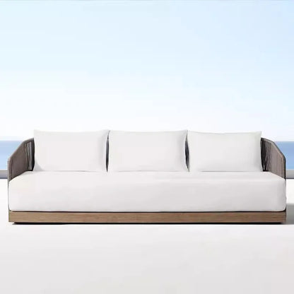 Outdoor rattan sofa courtyard preservative wood designer villa hotel  teak leisure  combination
