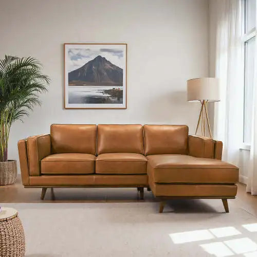 Leather sofa, L-shaped sofa, three seats, stylish and atmospheric
