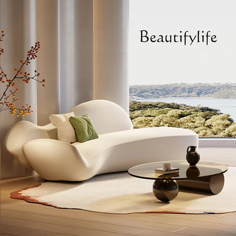 Beauty salon sofa light luxury high sense curved rest area reception special-shaped living room small apartment