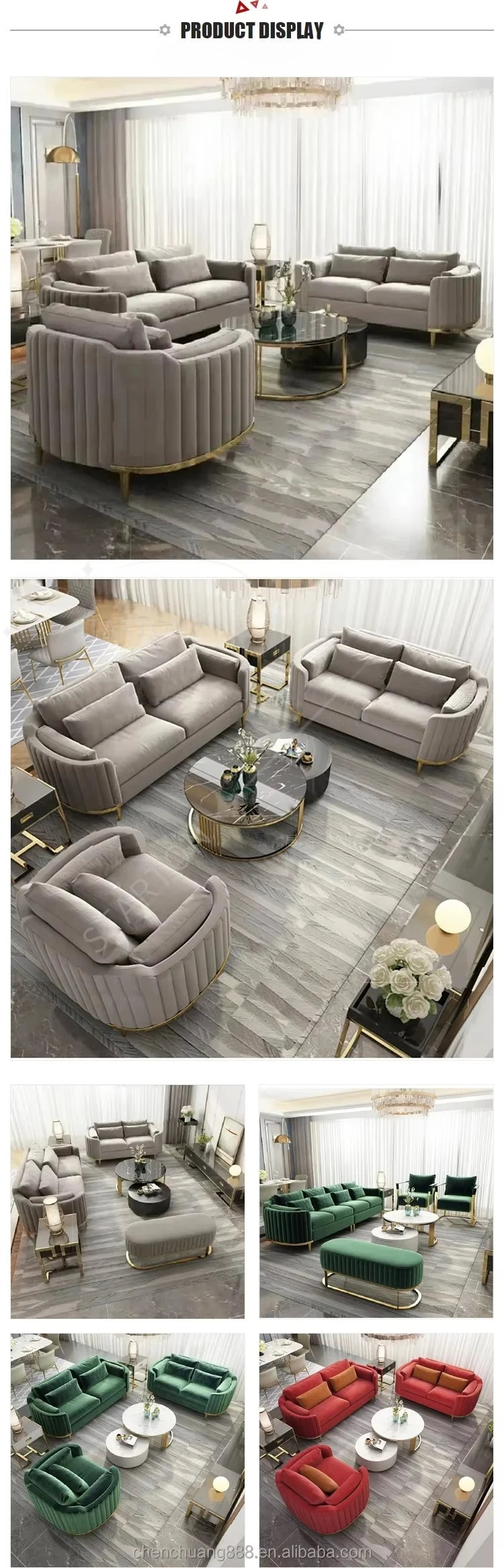 Italian Style Dubai Luxury Sofa Living Room Furniture Curved Dresser Home Sofa Set1+2+3