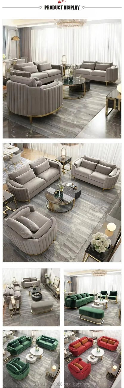 Italian Style Dubai Luxury Sofa Living Room Furniture Curved Dresser Home Sofa Set1+2+3
