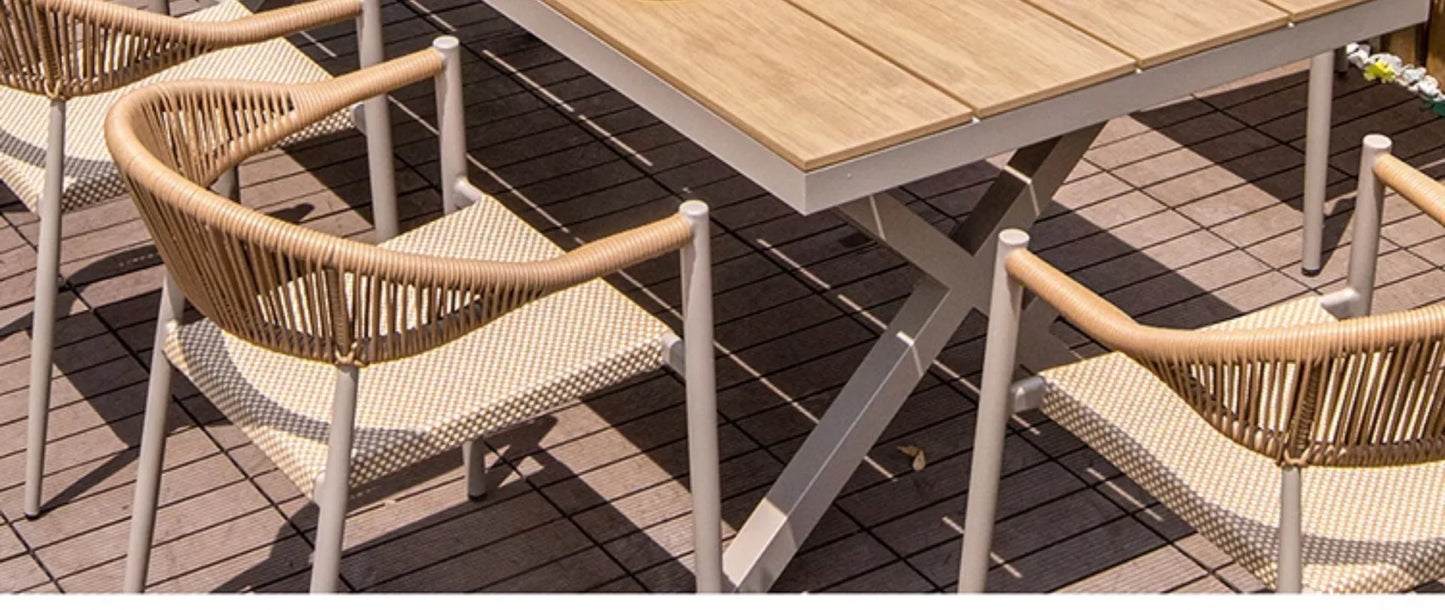 Outdoor table and chair courtyard villa leisure open-air balcony rattan chair Internet celebrity waterproof sunscreen garden