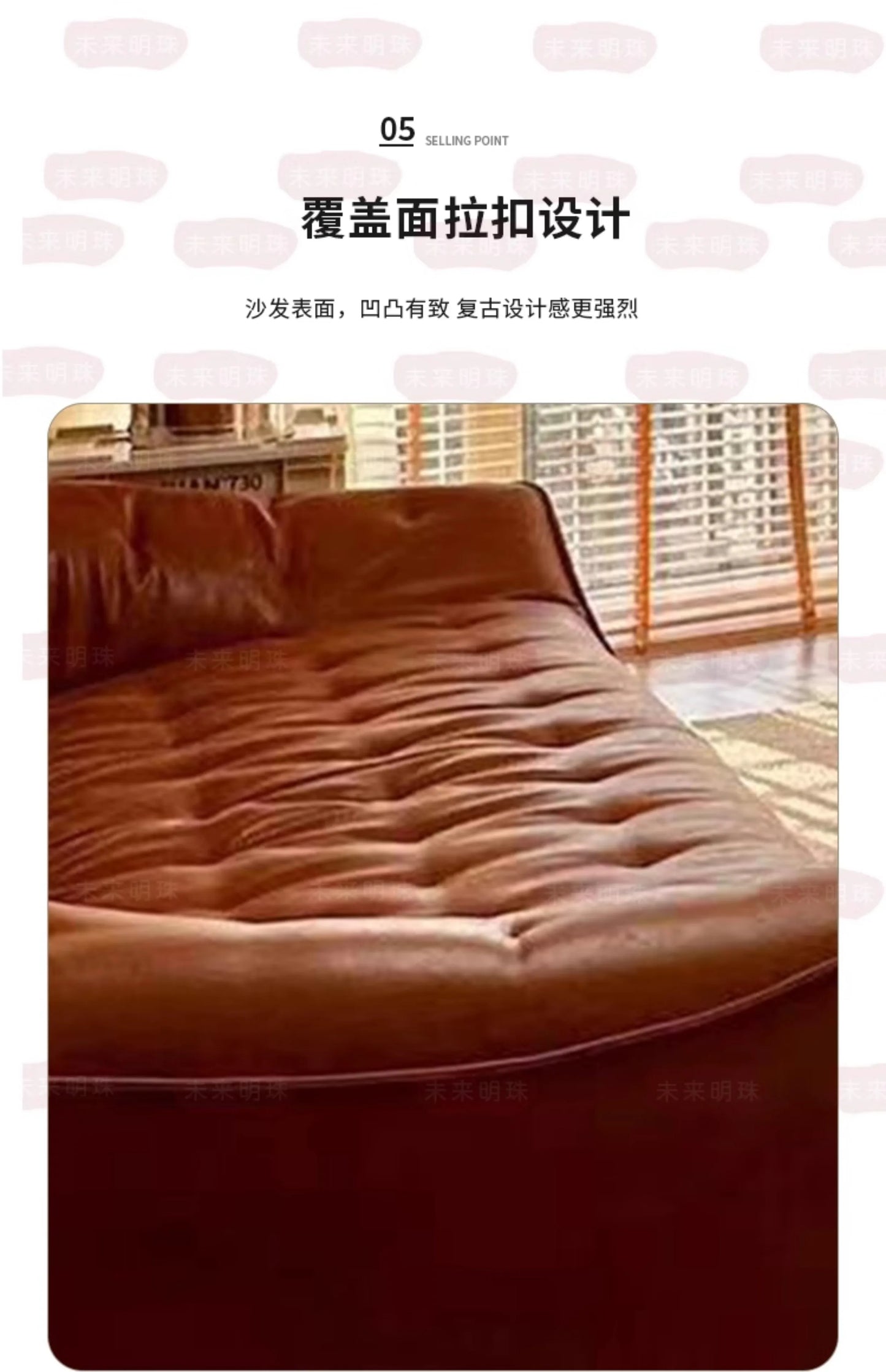 Oil Wax Leather French Retro Small Apartment Straight Row Leather Sofa Living Room Sofa