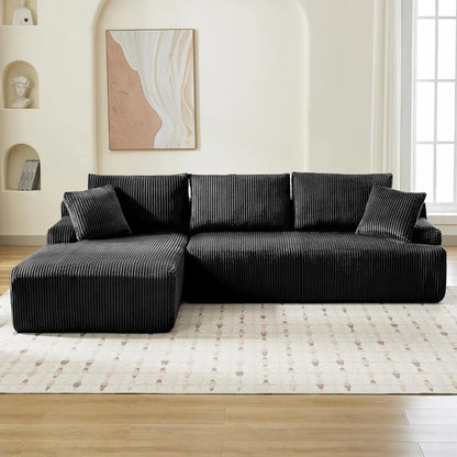 106” Modular Sectional Sofa, Cloud Sectional Couch with L-Shape Chaise/Deep Seat/Armrest/Plush Corduroy Fabric, No Assembly