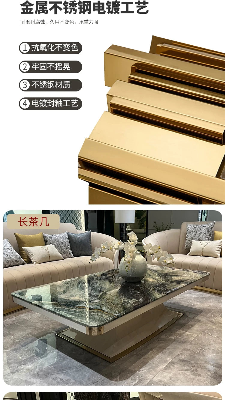 *Italian light luxury leather sofa post-modern model room large apartment high-end