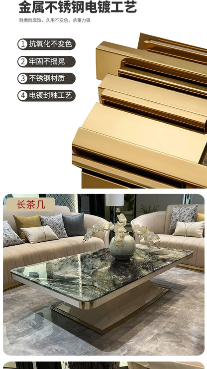 *Italian light luxury leather sofa post-modern model room large apartment high-end