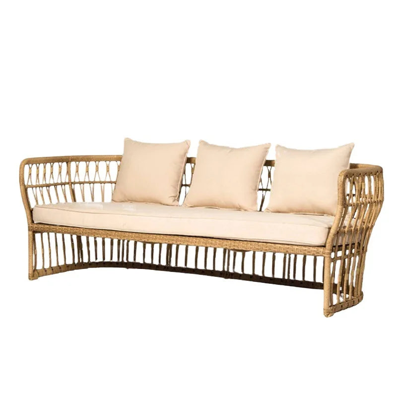 Outdoor rattan sofa terrace courtyard sun room leisure rain and sun protection sofa furniture balcony soft rattan chair sofa