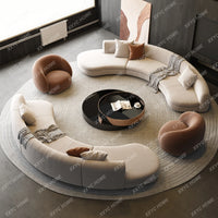 A Light luxury reception, curved sofa, clubhouse rest reception