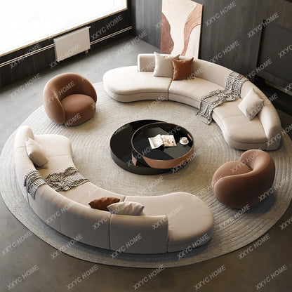 A Light luxury reception, curved sofa, clubhouse rest reception