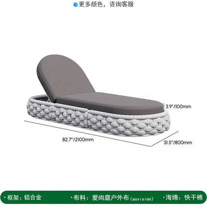 Outdoor Rattan Aluminum Alloy Lounge Bed Leisure Hotel Beach Open-Air Sofa Recliner Set