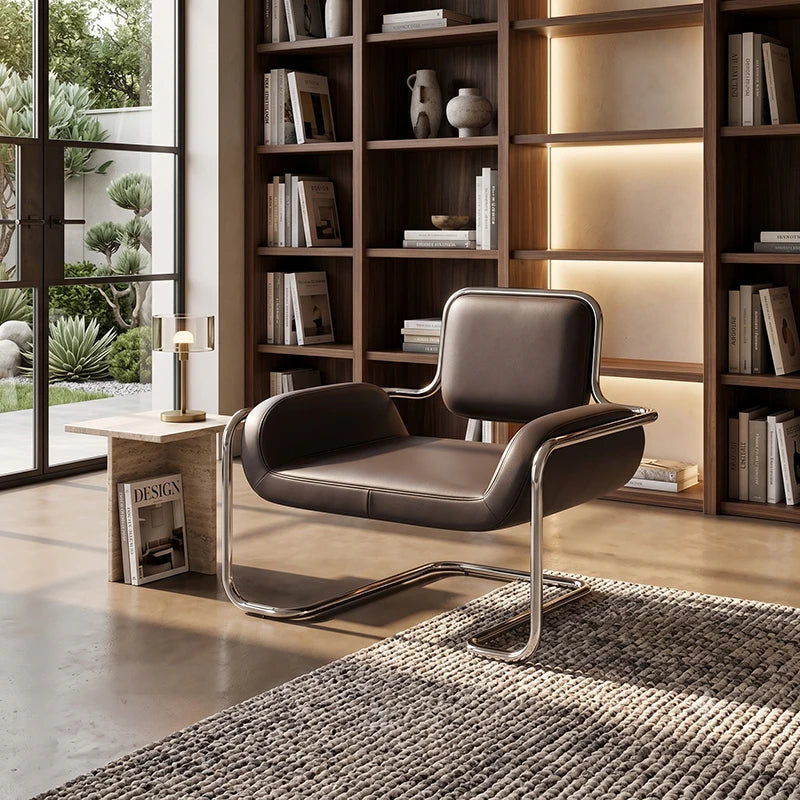 Stainless Steel Designer Armchair Recliner Sofa Modern Nordic Leisure Furniture Contemporary Living Room Balcony Seating