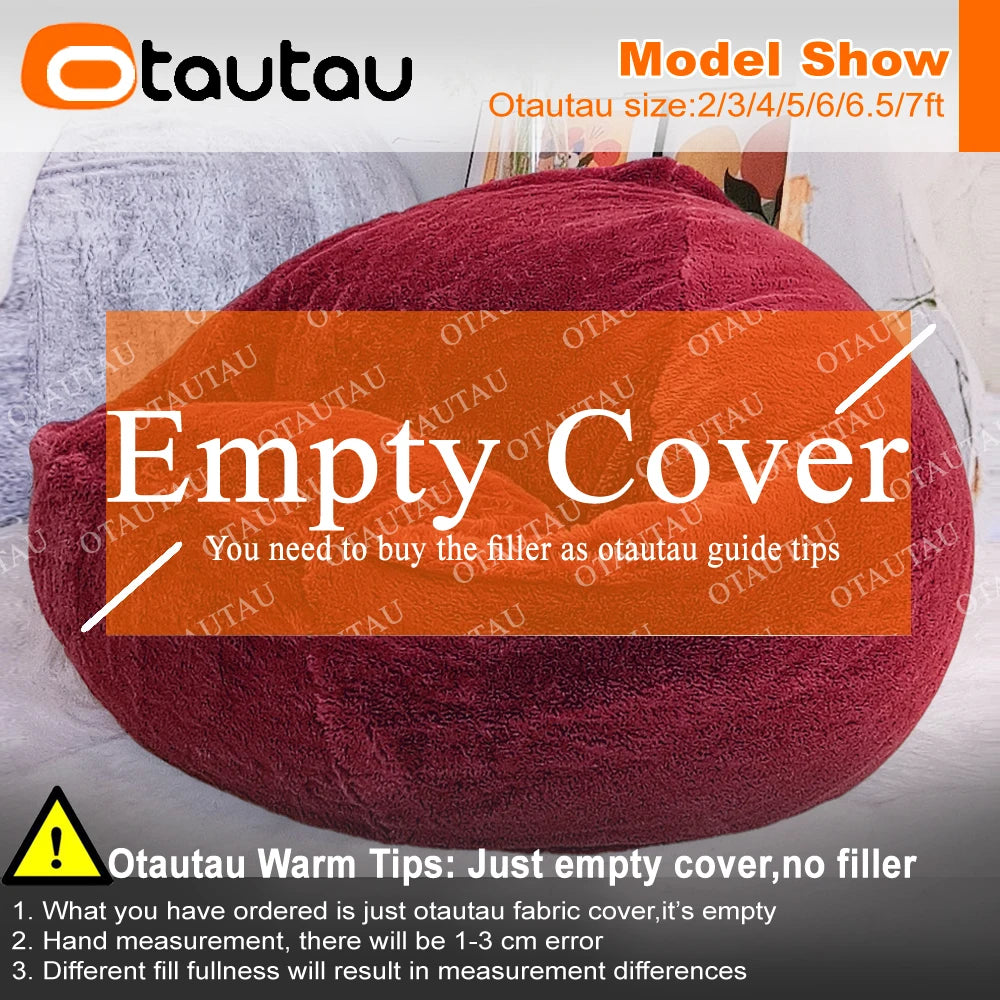 OTAUTAU Fluffy Faux Bunnyf Fur Bean Bag Cover Corner Pouf Cover DD003【No Filler Inside! You Need To Buy Filler By Yourself !】