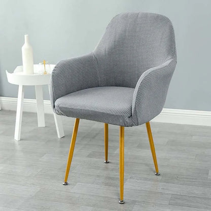 Simple Elastic Curved Chair Cover Plaid All-wrap Solid Color Seat Protection Dust Proof Flannel Wear for Chairs Family Dinner