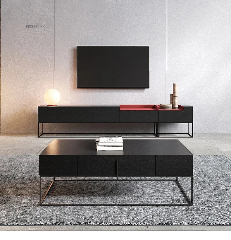 Modern Creative Coffee Tables for Living Room Square Solid Wood with Drawer Side Table Light Luxury Designer Table for Office J
