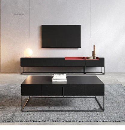 Modern Creative Coffee Tables for Living Room Square Solid Wood with Drawer Side Table Light Luxury Designer Table for Office J