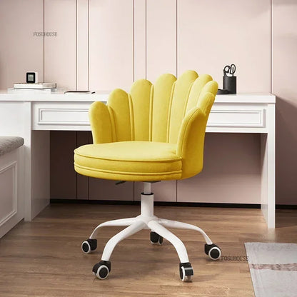 Creative Simple Fabric Petal Office Chairs Household Bedroom Gaming Chairs Lift Backrest Computer Chair for Study Desk Chair WW