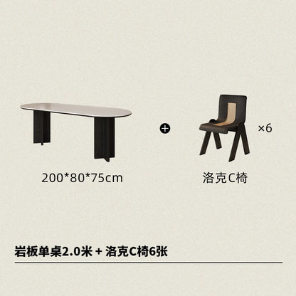 HTT oval dining table and chairs retro living room modern light luxury dining room rock slab home accessories