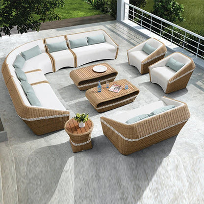 Teak Sofa Set, Made of Teak with An Aluminum Alloy Frame, Waterproof and Sun-proof, Suitable for Outdoor Swimming Pools.