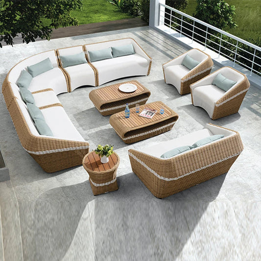 Teak Sofa Set, Made of Teak with An Aluminum Alloy Frame, Waterproof and Sun-proof, Suitable for Outdoor Swimming Pools.