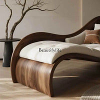 New Chinese black walnut solid wood chaise longue living room sofa sun couch