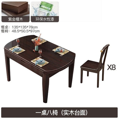 AB rock slab folding dining table telescopic combination purple gold sandalwood small apartment household round dining table