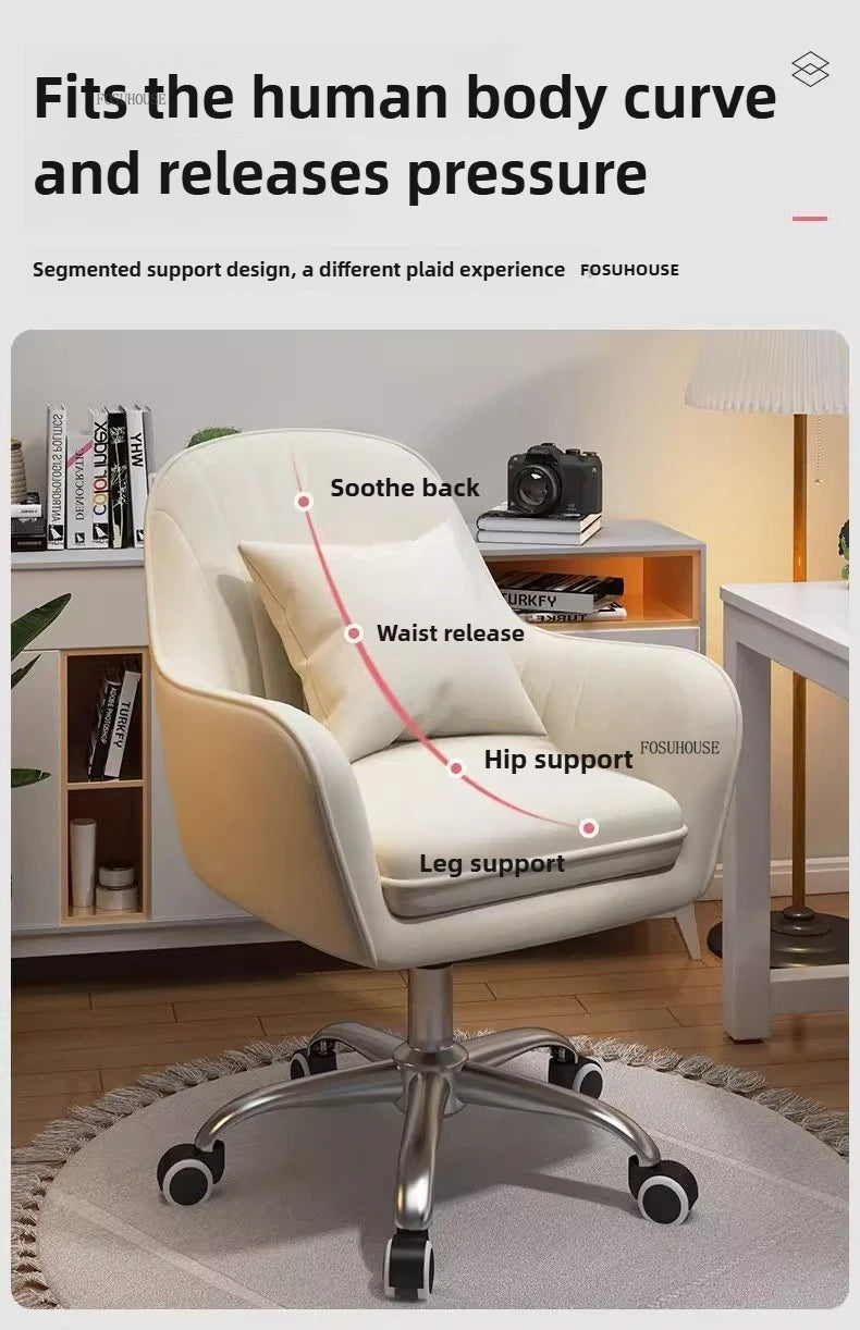 Nordic Style Office Chairs Leisure Home Computer Chairs Student Backrest Lift Chair Single Swivel Armchairs for Office Furniture