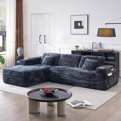 Cloud Sectional Couch with L-Shape Chaise, Modern Modular Sofa with Deep Seat, Built-in Cup Holder & Storage Pocket for Living