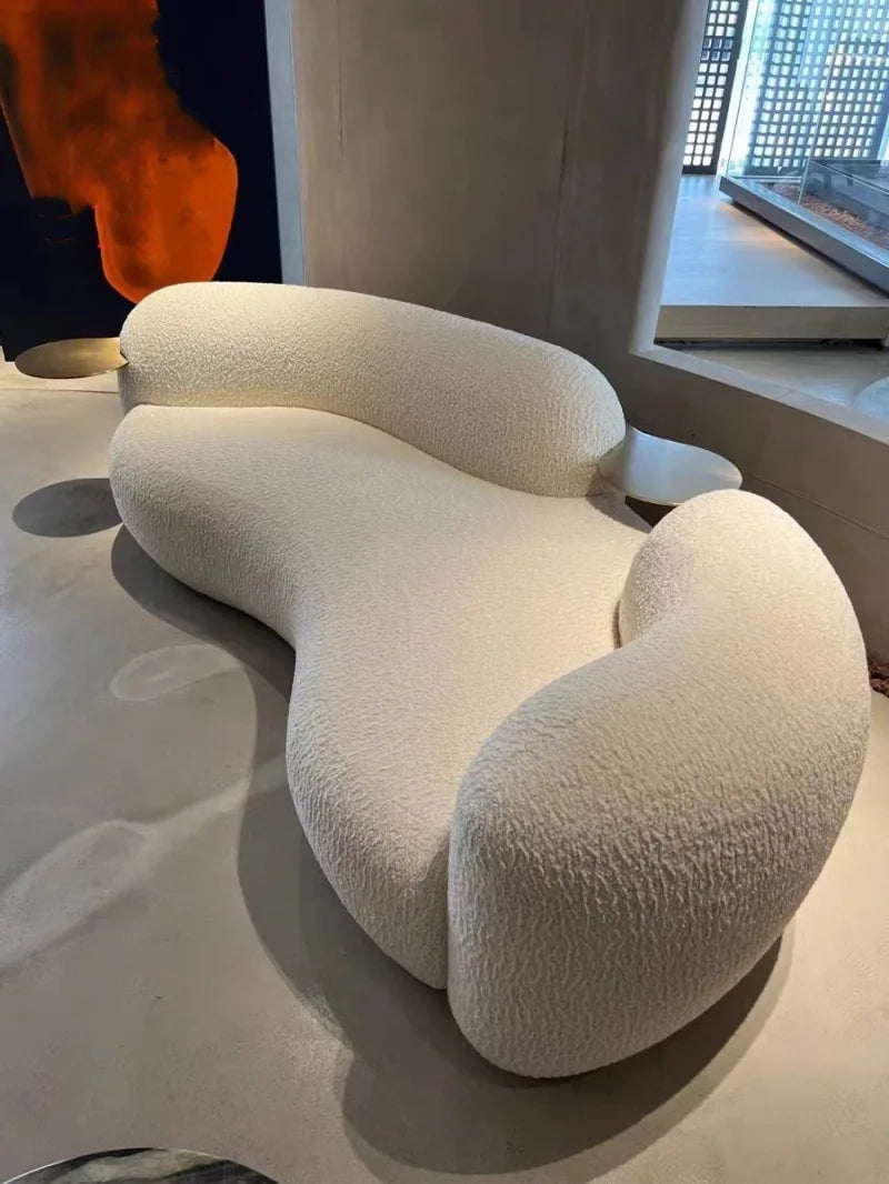 Cream wind pea sofa Italian minimalist light luxury modern living room Internet celebrity creative
