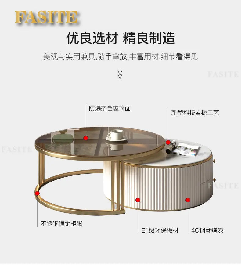 Commercial Rock Board Light Luxury And Simple Modern Small Unit Living Room Glass Coffee Table Table